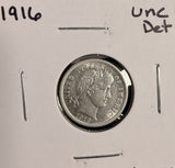 1916 Barber Dime, Uncirculated Details. (19612)