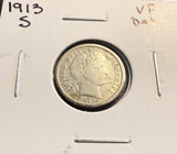 1913-S Barber Dime, VF Details. (19610)