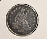 1840-O No Drapery Seated Liberty Quarter, XF Details (19626)