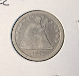 1877-CC Seated Liberty Quarter, Nicely Circulated.  (19630)