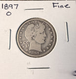 1897-O Barber Quarter, Nice Fine.  (19632)