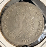 1808 Capped Bust Half Dollar, O-102a  R.2. VF (19672)