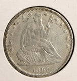 1860-S  Seated Liberty Half Dollar, Nicely Circulated,  (19706)