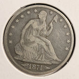 1874 Seated Liberty Half Dollar, Nicely Circulated.  (19712)