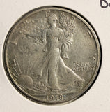 1918-S Walking Liberty Half Dollar, AU Details. (19752)
