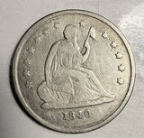 1840-O No Drapery Seated Liberty Quarter, Nicely Circulated (19794)