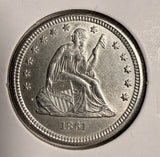1861 Seated Liberty Quarter, Uncirculated Details (19796)