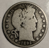 1892-S Barber Half Dollar, G/VG Key Date (19800)