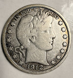 1912-S Barber Half Dollar, Nicely Circulated,  (19816)