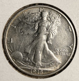 1918 Walking Liberty Half Dollar, Choice AU Det.  (19826)