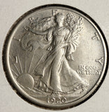 1920-D Walking Liberty Half Dollar, Choice AU.  (19834)