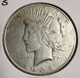 1928-S Peace Silver Dollar, Choice XF. (19881)