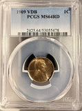 1909-P VDB Lincoln Wheat Cent, MS64RD, PCGS  (19908)