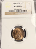 1909-P VDB Lincoln Wheat Cent, MS65RB, NGC  (19910)