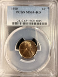 1910 Lincoln Wheat Cent, MS65+RD, PCGS  (19912)