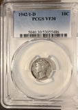 1942/1-D Mercury Head Dime, VF30 PCGS (19944)