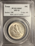1937-D Texas Half Dollar, MS65 PCGS,  (19980)