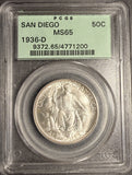 1936-D San Diego Half Dollar, MS65 PCGS,  (19986)
