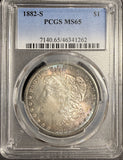1882-S Morgan Silver Dollar, MS65 PCGS (19996) Wonderful Toning