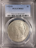 1923-S Peace Silver Dollar, MS63 PCGS. (20126)
