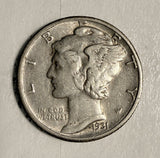 1931-D Mercury Head Dime, Nicely Circulated (20140)