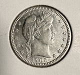 1906 Barber Quarter, Choice AU+ (20180)