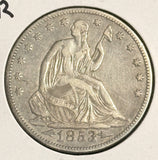 1853 A&R Seated Liberty Half Dollar, Nice AU (20240)