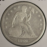1860-O Seated Liberty Dollar, Nicely Circulated, (20276)