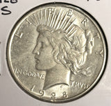 1928-S Peace Silver Dollar, AU, (20350)