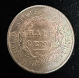1828 Classic Head Half Cent, 13 Stars, XF/AU (20399)