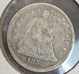1858 Seated Liberty Half Dime, F/VF (20400)