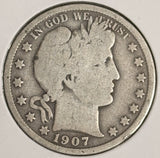1907-S Barber Half Dollar, Nice VG, (20422)