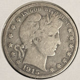 1915-D Barber Half Dollar, Nice VG, (20424)