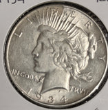 1934 Peace Silver Dollars, Nice AU, (20474)