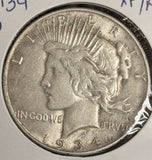 1934-D Peace Silver Dollars, Nice XF+, (20482)