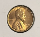 1955-S Lincoln Wheat Cent, Choice Uncirculated Red. Reverse Struck Thru.  (20673) 