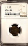 1917 Lincoln Wheat Cent, MS64BN, NGC  (20766)