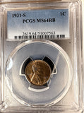 1931-S Lincoln Wheat Cent, MS64RB, PCGS  (20794)