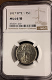 1917 T-1  Standing Liberty Quarter, MS64 FH NGC. (20799)