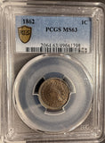 1862 Indian Head Cent, MS63 PCGS GS (20846)
