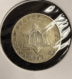 1852 Silver Three Cent Piece, XF,  (20938)