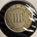 1852 Silver Three Cent Piece, XF,  (20938)