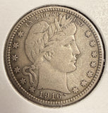 1916-D Barber Quarter, AU Toned. (20952)