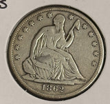 1862-S Seated Liberty Half Dollar, Circulated. (20995)