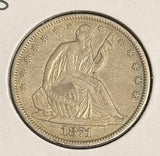 1871-S Seated Liberty Half Dollar, XF/AU. (21005)