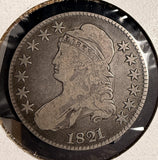 1821 Capped Bust Half Dollar, O-105, Nicely Circulated. (21070)