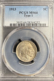 1913 Type-1 Buffalo Nickel, MS64 PCGS (21136)