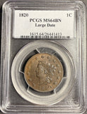 1820 Large Date Large Cent, MS64BN PCGS (21148)