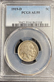 1919-D Buffalo Nickel, AU55 PCGS. (21152)