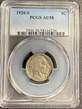 1920-S Buffalo Nickel, AU58 PCGS. (21154)